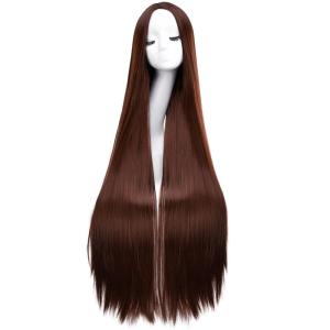 imageAGPTEK Wig Synthetic Wig for Women 40 Inch 100 cm Straight Long Wig Part in the Middle Anime Costume Great for Party Cosplay DailyUse and Festivals WhiteDark Brown