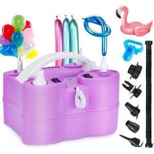 imageAGPtEK 3in1 Air Pump for Inflatables and Balloon Electric Air Balloon Pump 600W for Latex 260Q Foil Balloons with Hose Extension QuickFill Inflator Deflator for Air Mattress Compression BagAPurple