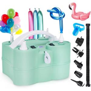imageAGPtEK 3in1 Air Pump for Inflatables and Balloon Electric Air Balloon Pump 600W for Latex 260Q Foil Balloons with Hose Extension QuickFill Inflator Deflator for Air Mattress Compression BagBGreen