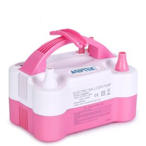 imageAGPtEK Electric Air Balloon Pump with Builtin Tying Tool 110V 600W Pink and White Portable Dual Nozzle InflatorBlower for Party Decoration with Tying Tool on HandleBalloon Pump