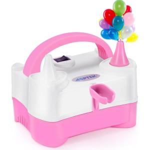 imageAGPtEK Electric Air Balloon Pump with Tying Tool in One 110V 400W Pink and White Portable Dual Nozzle Electric Blower Air Pump for Party Birthday Decoration