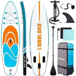imageCAMULAND Paddle Board 106 x 32x 6 Inflatable Paddle Boards for Adults with Premium SUP Accessories and Backpack Blow Up Stand up Paddleboard with Adjustable Paddle and Removable Fin