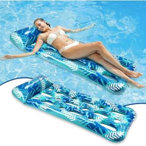 imageCAMULAND Pool Lounge Float 70 Inches X 30 Inches Inflatable Lounge Pool with Headrest Floating Pool Lounge Chair for Men and Women