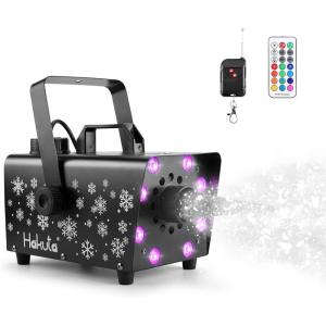 imageHakuta Snow Machine 800W Snow Machine with 8 LED RGB Lights 13 LED Lighting Colors and 2 Remotes Perfect for Christmas Halloween Valentines Day Wedding Parties and DJ Stage