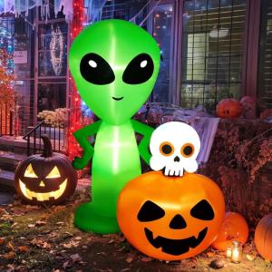 imageHalloween Inflatable Ghost CAMULAND 8 FT Halloween White Ghost Inflatable Outdoor Decoration with Builtin Color Changing LED Lights Great for Backyards Gardens and Lawns68FT ETSkull