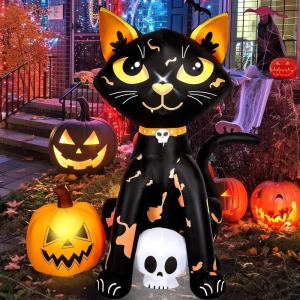 imageHalloween Inflatable Ghost CAMULAND 8 FT Halloween White Ghost Inflatable Outdoor Decoration with Builtin Color Changing LED Lights Great for Backyards Gardens and Lawns5FT Black Cat