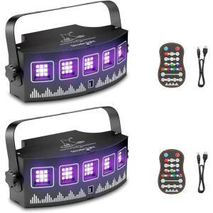 imageMini Strobe Party Light Hakuta 45 LEDs DJ Projector Lights Sound Activated with Remote DJ Disco Stage Party Lights for Halloween Christmas Birthday Wedding and Club