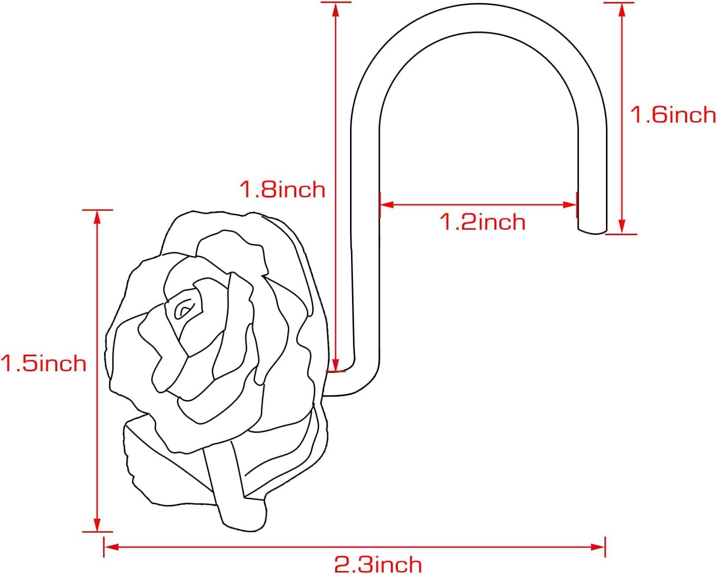 imageAGPTEK Shower Curtain Hooks 12 PCS Anti Rust Decorative Vintage Resin Rose Hooks for BathroomBaby Room Bedroom Living Room