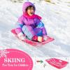 imageAGPTEK 256 Inch Durable Downhill Sprinter Toboggan Snow Sled for Boys Girls with Builtin Handles and Pulling Rope Pink