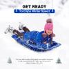 imageAGPTEK 3547 Inch Durable Downhill Sprinter Toboggan Snow Sled for Kids Boys Girls Adults with Builtin Handles and Pulling RopeBlue35