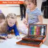 imageAGPTEK Art Set 141Piece Deluxe Art Supplies Kit with Crayons Colored Pencils Sketch Pencils Paint Brushes Sharpener Eraser Wooden Case ampamp Drawing Pad