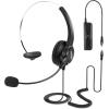 imageAGPTEK HandsFree Call Center Noise Cancelling Corded Monaural Headset Headphone for Desk Telephone with 4Pin RJ9 Crystal Head