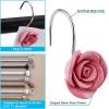 imageAGPTEK Rose Shower Curtain Hooks 12PCS Anti Rust Decorative Resin Hooks for Bathroom Baby Room Bedroom Living Room Decor Pink RosePink