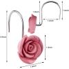 imageAGPTEK Rose Shower Curtain Hooks 12PCS Anti Rust Decorative Resin Hooks for Bathroom Baby Room Bedroom Living Room Decor Pink RosePink