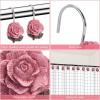 imageAGPTEK Shower Curtain Hooks 12 PCS Anti Rust Decorative Vintage Resin Rose Hooks for BathroomBaby Room Bedroom Living Room