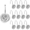 imageAGPTEK Shower Curtain Hooks 12PCS Anti Rust Decorative Resin Hooks for Bathroom Baby Room Bedroom Living Room Decor White Rose