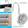 imageAGPTEK Shower Curtain Hooks 12PCS Anti Rust Decorative Resin Hooks for Bathroom Baby Room Bedroom Living Room Decor White Rose
