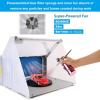 imageAGPTEK Spray Booth Airbrush Spray Booth Kit with 3 LED Light Tubes Turn Table and Exhaust Extension Hose Portable Airbrush Spray Booth for Painting Crafts Nails Art Cakes TShirts and Hobby