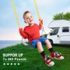 imageAGPTEK Swing Set Seat with 66 Inch AntiRust Chains Thermoplastic Coated Support 250lb Cushion Accessories Replacement with Snap Hooks for Outdoors Playground Jungle ampamp Gym  BlackGreen