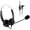 imageAGPTEK 25mm Dual Ear Call Center Telephone Headphone 6FT Noise Cancelling Binaural Headset with BoomStyle Mic for Most Cordless Phones