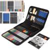 imageAGPTEK Drawing Pencils Set 75Piece Art Supplies Color Drawing Pencils Set Contains Sketch Pencils Charcoal Pencils Water Colored Pencils and Metal Colored Pencils for Kids Adults and Artist