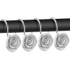 imageAGPTEK Shower Curtain Hooks 12PCS Anti Rust Decorative Resin Hooks for Bathroom Baby Room Bedroom Living Room Decor White Rose