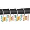 imageAGPtek 12PCS Home Fashions Butterfly Anti Rust Decorative Resin Hooks for Bathroom Shower CurtainBedroomLiving Room Curtain