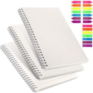 imageA5 Grid Notebook Spiral Set 3pcs DotGraphLined Grid Transparent Hardcover Notebook with 480 Pages  Colorful Index Tabs 80gsm Thick Paper57 x 83 in by AGPTEK