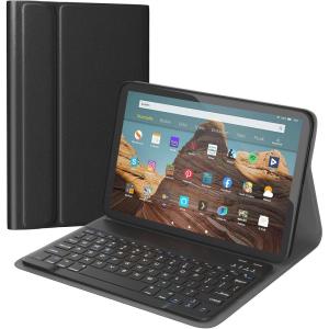 imageAGPTEK Keyboard Case for Amazon Fire Max 11 13th Generation 2023 Release PU Leather Cover with Removable Wireless Bluetooth Keyboard and Auto WakeSleepBlack