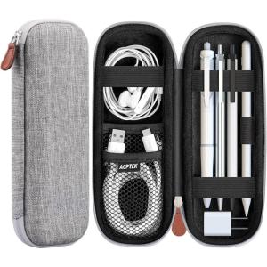 imageAGPTEK Pencil Case Holder Compatible with Apple Pencil Stylus iPad Pro Pen Pencil Samsung Huawei Apple Pen Accessories USB Cable Earphone Fountain PenGray