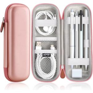 imageAGPTEK Pencil Case Holder Compatible with Apple Pencil Stylus iPad Pro Pen Pencil Samsung Huawei Apple Pen Accessories USB Cable Earphone Fountain PenPink