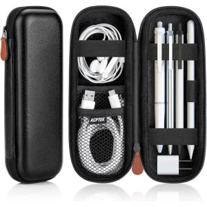 imageAGPTEK Pencil Case Holder Compatible with Apple Pencil Stylus iPad Pro Pen Pencil Samsung Huawei Apple Pen Accessories USB Cable Earphone Fountain PenBlack