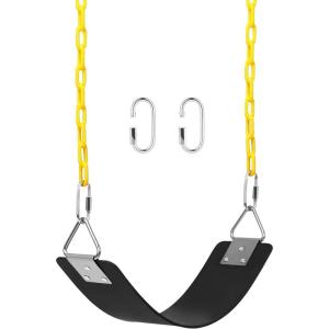 imageAGPTEK Swing Set Seat with 66 Inch AntiRust Chains Thermoplastic Coated Support 250lb Cushion Accessories Replacement with Snap Hooks for Outdoors Playground Jungle ampamp Gym  BlackBlack