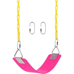 imageAGPTEK Swing Set Seat with 66 Inch AntiRust Chains Thermoplastic Coated Support 250lb Cushion Accessories Replacement with Snap Hooks for Outdoors Playground Jungle ampamp Gym  BlackPink