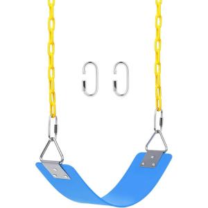 imageAGPTEK Swing Set Seat with 66 Inch AntiRust Chains Thermoplastic Coated Support 250lb Cushion Accessories Replacement with Snap Hooks for Outdoors Playground Jungle ampamp Gym  BlackBlue