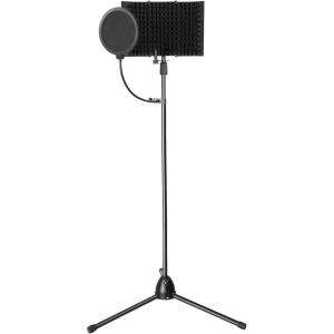 imageAGPTEK Upgraded Microphone Studio Recording Kit Isolation Shield with Adjustable Tripod Stand Pop Filter for Vocal Acoustic Recording Podcasting Livestreaming YouTube Gaming Record