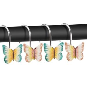 imageAGPtek 12PCS Home Fashions Butterfly Anti Rust Decorative Resin Hooks for Bathroom Shower CurtainBedroomLiving Room Curtain