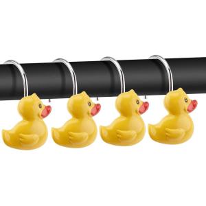 imageAGPtek 12PCS Home Fashions Yellow Duck Anti Rust Decorative Ducky Resin Hooks for Bathroom Shower CurtainBedroomLiving Room Curtain