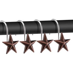 imageAGPtek Star Shower Curtain Hooks 12PCS Anti Rust Decorative Resin Hooks for Bathroom Baby Room Bedroom Living Room Decor Star