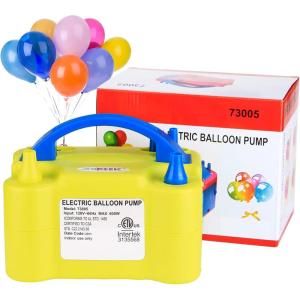 imageElectric Air Balloon Pump AGPtEK Portable Dual Nozzle InflatorBlower for Party Decoration  Yellow