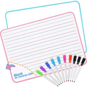imageRuled Dry Erase Lapboard with Markers Kids Lined Board for Learning Writing Double Sided9 X12 in