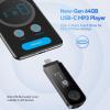 image64GB USB MP3 Player with Bluetooth AGPTEK U5PL 2 in 1 TypeC ampamp USB Music Player with Clip FM Radio Recording Support Mobile Phone ConnectionGrayGray