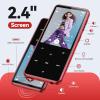 imageAGPTEK 64GB MP3 Player with Bluetooth M3 24 inch Music Player with Speaker and FM Radio Touch Buttons Supports Up to 128GBBlueBlack Red