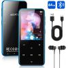 imageAGPTEK 64GB MP3 Player with Bluetooth M3 24 inch Music Player with Speaker and FM Radio Touch Buttons Supports Up to 128GBBlueBlue