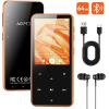 imageAGPTEK 64GB MP3 Player with Bluetooth M3 24 inch Music Player with Speaker and FM Radio Touch Buttons Supports Up to 128GBBlueOrange