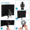 imageAGPTEK Microphone Isolation Shield Foldable Adjustable Durable Studio Recording Microphone Isolator Panel for Stand Mount or Table Top