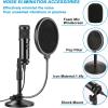 imageAGPTEK USB Microphone USB Microphone Kit 192KHz24Bit USB Condenser Podcast Streaming Microphone with Table Mic Stand Pop Filter and Wind Foam for Skype YouTube Gaming Karaoke and PC