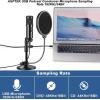 imageAGPTEK USB Microphone USB Microphone Kit 192KHz24Bit USB Condenser Podcast Streaming Microphone with Table Mic Stand Pop Filter and Wind Foam for Skype YouTube Gaming Karaoke and PC