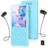 imageAGPTEK 128GB MP3 Player with Bluetooth 54 M6 24 inch Music Player with OneClick Recording Built in Speaker and FM Radio Touch ButtonsBlackBlue