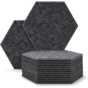 image12 Packs Acoustic Absorption Panels AGPTEK 118 x 102 x 035 Inches Hexagon Absorption Panel Acoustic Soundproofing Insulation Panel TilesGreat for Wall Decoration and Acoustic TreatmentDeep Grey